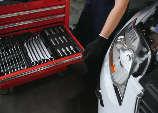 A set of tools for repair in car service.